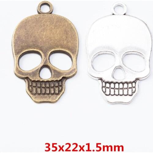 15 pieces of retro metal zinc alloy skull pendant for DIY handmade jewelry necklace making 7152