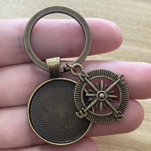 2Pcs 25mm Cabochon Blank Keychain Pendant Base 9kinds Rudder Charm Safe Wish Diy Fit 25mm Glass Key Ring Jewelry Making Crafts