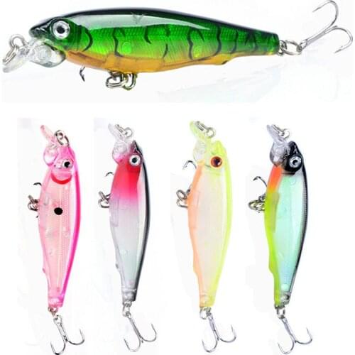 5Pcs/set 7.5g/8cm Artificial ABS Plastic Hard Bait 6# With Barbed Double Hook Internal Laser Bionic Bait 3D Eyes Fishing Lures