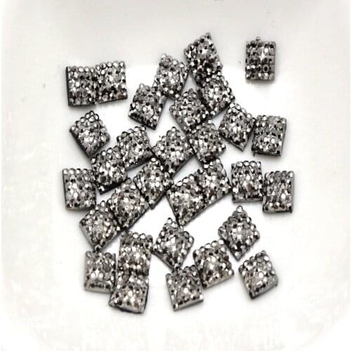 500 Black Silver Acrylic Square Flatback Dotted Rhinestone Gems 6X6mm