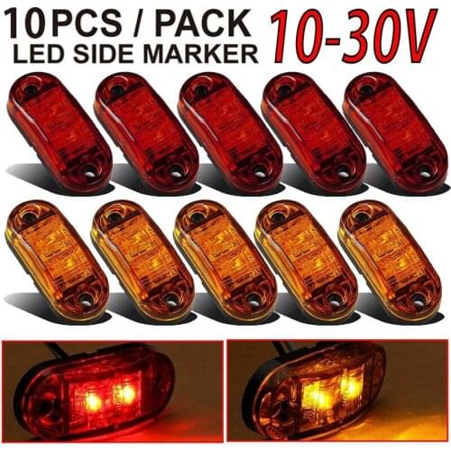 5X Amber+5X Red LED Car Truck Trailer RV Oval 2.5 inch Side Clearance Marker Light