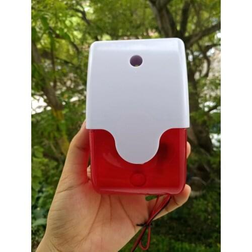 Free Shipping Top Quality 12V 110dB Sound Wired Mini Indoor Siren with Red Light Flash For Home Security Alarm Strobe System