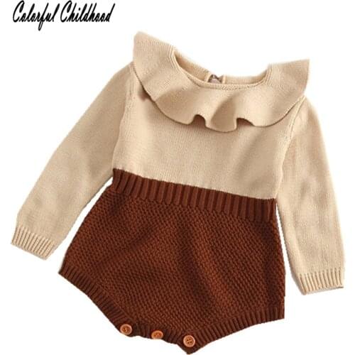 Newborn Baby Bodysuits Long Sleeve Infant Girls Floral Collar Twin Baby Clothing Patchwork Winter Casual Children Clothes 0-24m