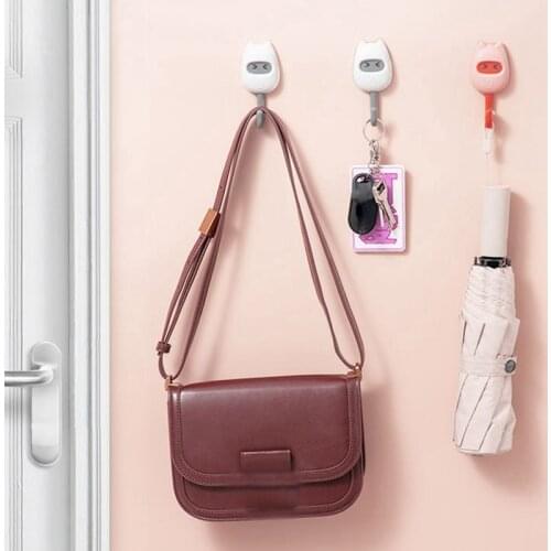 Household Cartoon Decorative Hooks Key Holder Punch-free Wall Mounted Adhesive Coat Hanger Rack Sundries Organizer Accessories