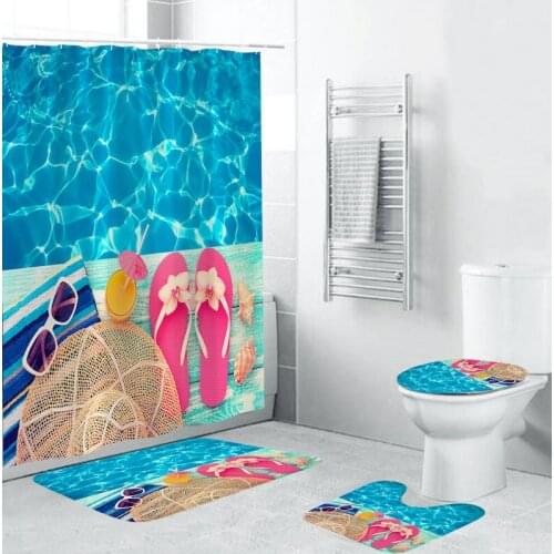 Swimming pool design Curtains Set Bath Mat Set Toilet Cover Bathroom Accessories Bathroom Rug Set