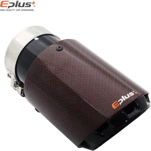 EPLUS latest 3 layer Plum pattern Glossy carbon fiber Car Mufflers Tip Universal stainless black Exhaust pipe Muffler nozzle AK