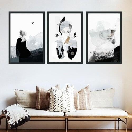 European Abstract Character Canvas Painting Simple Art Sexy Beauty Poster Living Room Bedroom Porch Wall Aesthetic Decor Picture