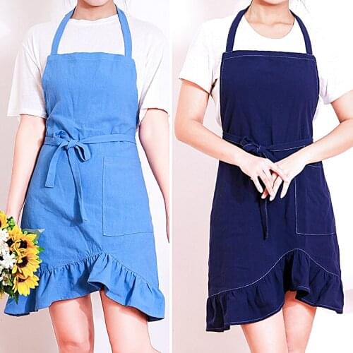 Home apron Japanese cotton and linen kitchen cooking ladies waistline flower shop baking restaurant workwear custom logo