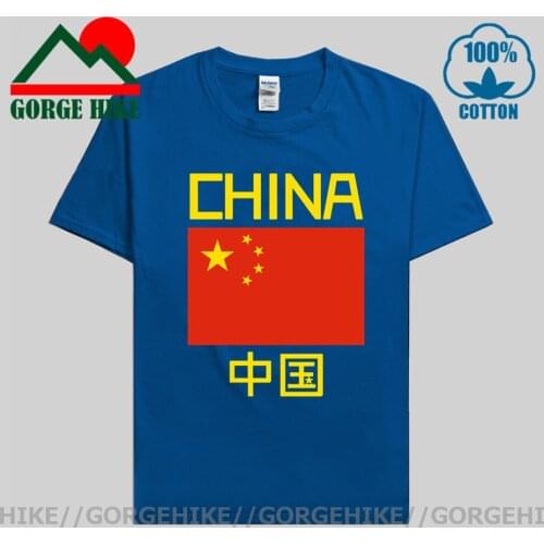Peoples Republic of China CHN mens t-shirt Chinese Flag Print Short sleeve clothes cotton summer Streetwear casual Fashion Tops