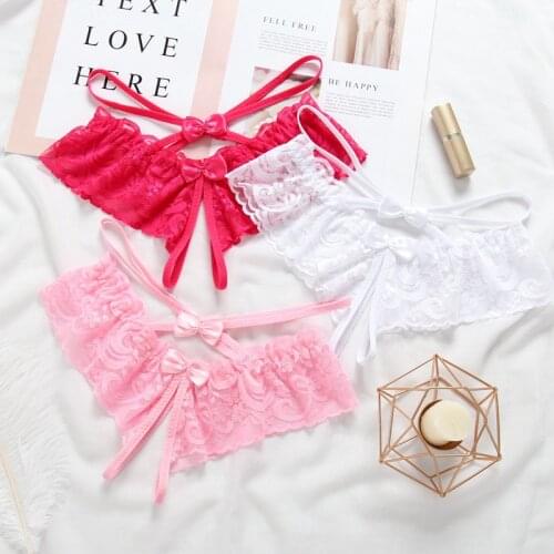 Hot Erotic Womens Sexy Lingerie Thong Panties Porn Lace Transparent Crotchless Underwear Underpants Sex Wear G-String Briefs