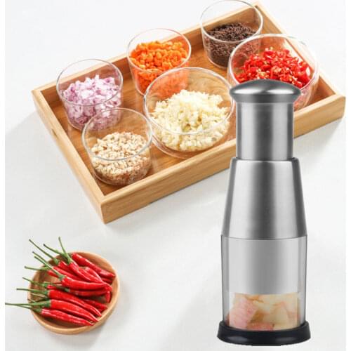 Garlic Chopper Stainless Steel Garlic Cutter Multifunctional Manual Chopping Tool Time Saver for Vegetables Salads Accessories