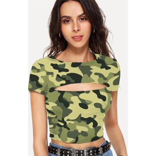 Somepet Camouflage T-shirt Women Psychedelic Tshirt Printed Abstract Tshirts Casual Harajuku Shirt Print Short Sleeve Sexy