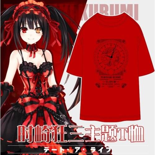 DATE A LIVE Tokisaki Kurumi Japanese Anime Summer Cotton T-Shirt Loose T Shirt Clothes Men Women Casual Short Sleeve Tshirt Tops