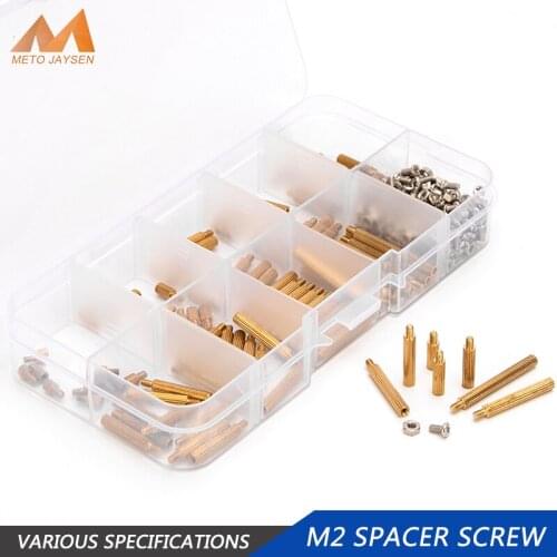 M2 Male Female Brass Spacer Standoff Screw DIY Accessories Kits Spacing Pillar Knurled Screw Nut Assortment Kit 270pcs/set