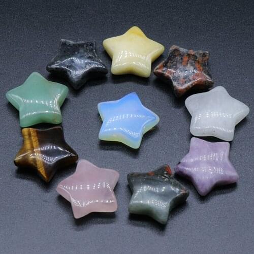 Non-porous 30mm Pentagram Star Seven Chakras Healing Crystal Small Ornaments Loose Beads Natural Stone Jewelry Finding Wholesale
