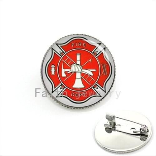 New fashionable stylish brooch pins firefighter hand made Maltese Cross Firemen Symbol of men jewelry gift KC387