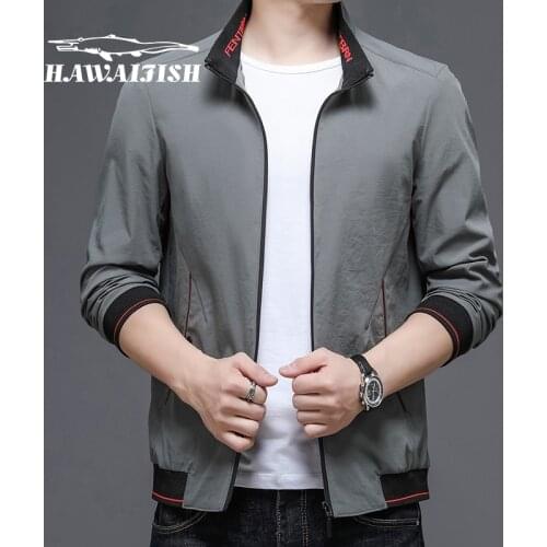 New mens jacket fashion stand-up collar youth jacket mens solid color jacket autumn thin coat loose mens jackets and coats