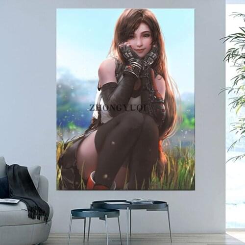 Tifa Lockhart Sexy Girl Canvas Painting HD Print Game Poster Anime Figure Cartoon Painting Wall Art Picture Living Room Decor