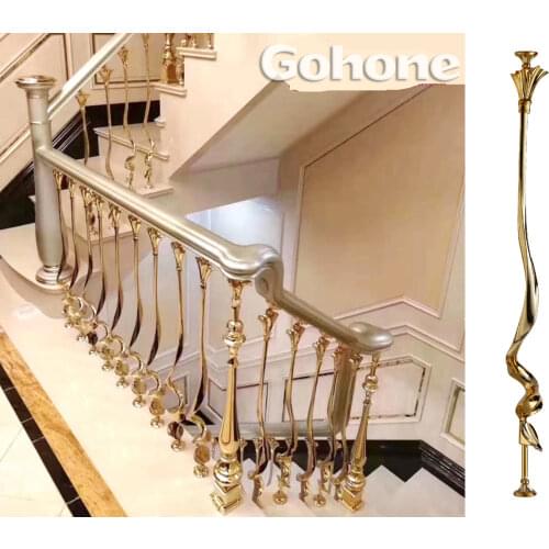 24K Gold Surface Finish Stair Fence Pipe Handrail Stair Coupling Pole Parts Balusture Armrest Accessories Column Post