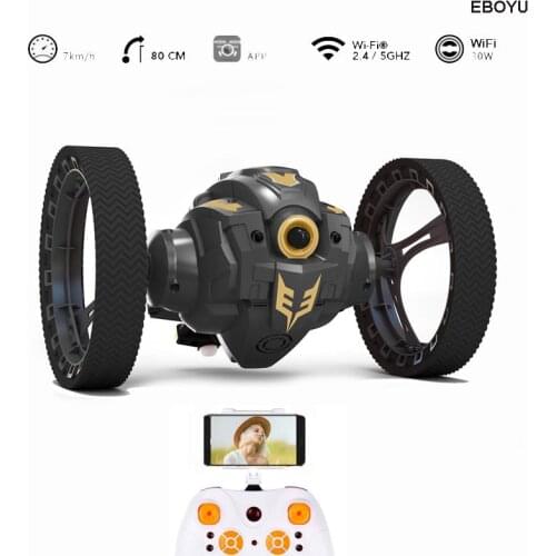 EBOYU Updated RH805A 2.4G WiFi FPV 720P HD Camera RC Jumping Car Jump High Stunt Car Music LED Headlights RC Bounce Car Gift Toy