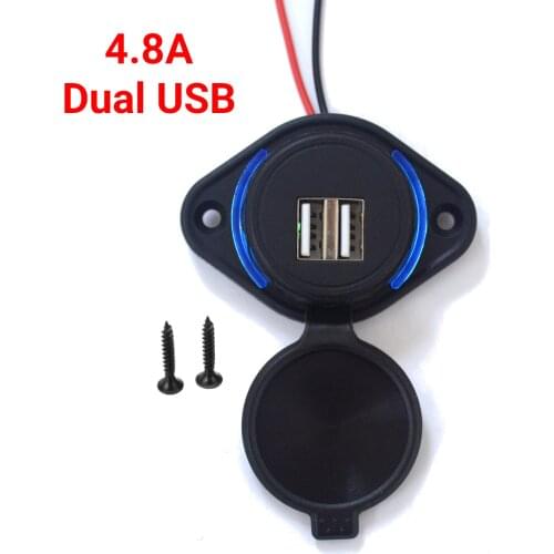 Dual USB Charger Socket 4.8A 3.1A 12V for Auto Truck ATV Boat Car RV Bus Motorcycle 2.1A 2.4A Power Adapter Outlet
