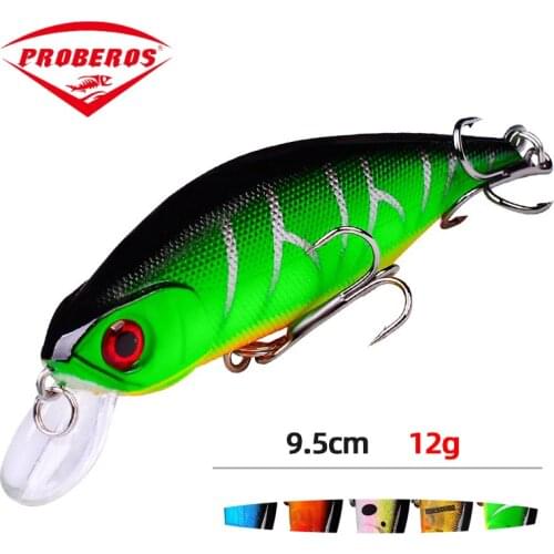 1pcs Minnow Fishing Lure 95mm 12g 3D Eyes Crankbait Top water Wobbler Artificial Plastic Hard Bait Fishing Tackle