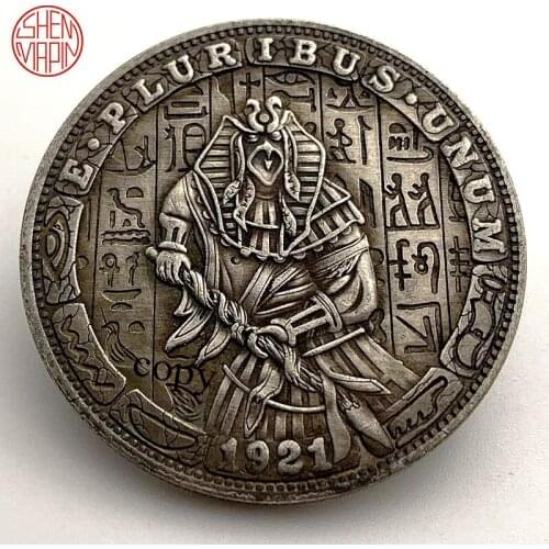 Horus Ancient Egyptian Mythical Patron Saint 1921 Copy Coin Freedom of the Eagle Copper Coins Tramp Challenge Coins