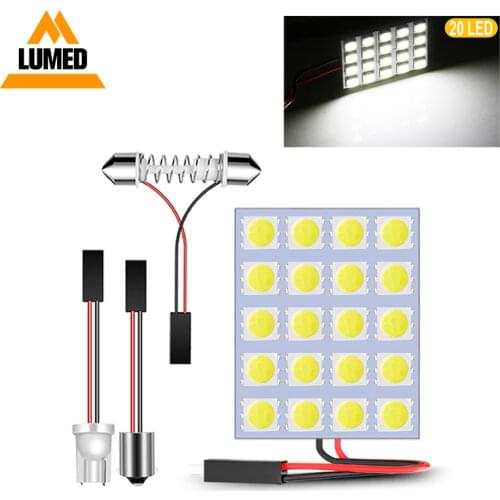 100PCS T10 W5W BA9S C5W 20 LED Car LED light Bulb 5050 SMD Vehicle Panel Lamps Auto Interior Reading Lamp Bulb Dome Light