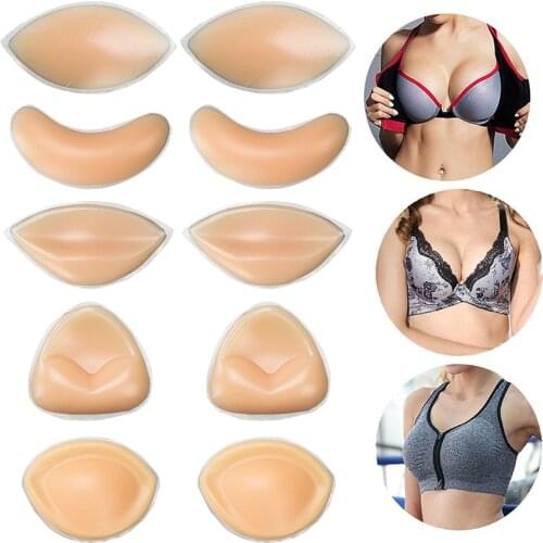 1pair Bra Insert Pads Silicone Bra Inserts Sexy Bikini Padding Breast Patch Pads Push Up Mat for Brassier Chest Enhancers