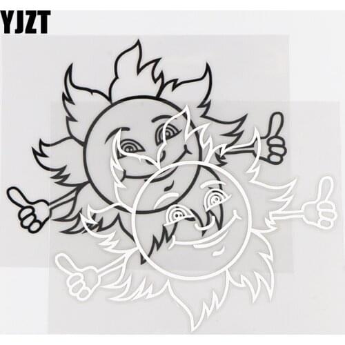 YJZT 14.5×11.7CM Happy Smile Sun Funny Car Stickers Vinyl Decal Body Decoration Black / Silver 10A-0542