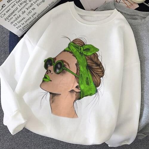 Green Turban Beauty Graphic Print Moletom Clothes 2020 New Fashion Casual Women Hoodies Harajuku Aesthetic White Tops Sweetshirt
