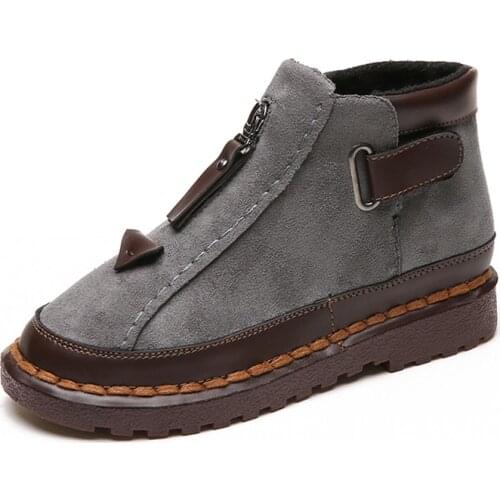 Slip on Ankle Boots Hot Sale Autumn Women Platform Hook & Loop Zipper Sewing Female Shoes Vogue Flats Non-Slip Casual Footwear