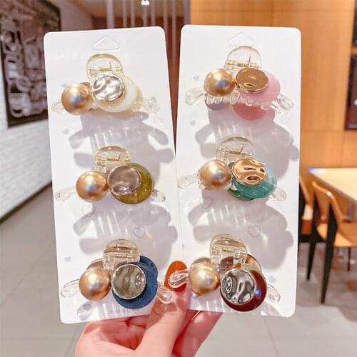 Woman Korean Style Pearl Bead Hair Claws Women Ponytail Clips Girls Hairstyle Hairtrendy Barrettes Hairgrip Hairpins Ornaments