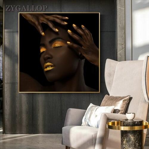 ZYGALLOP African Black Woman Portrait Canvas Painting Art Print Poster Light Luxury Wall Art Pictures for Hotel Home Decoration