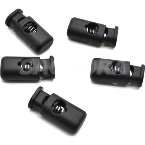 100pcs/pack Cord Lock Stopper Cylinder Barrel Plastic Toggle Clip For Garment Accessories Black