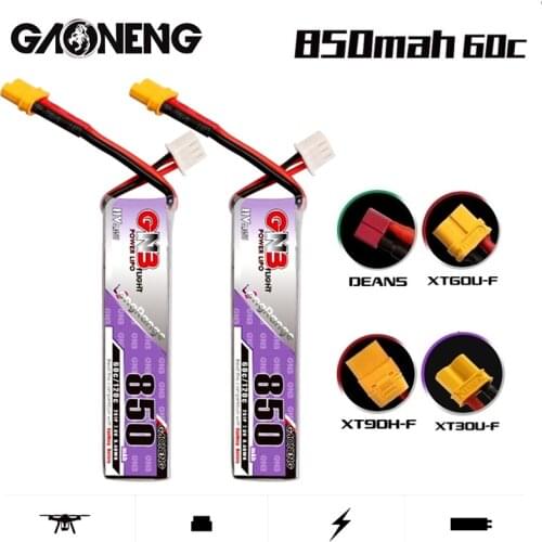2Pcs GNB For FPV Racing Cine Whoop BetaFPV Drone RC Parts 60C/120C 850mAh 7.6V 2S HV Lipo Battery T/XT60U-F/XT90H-F/XT30U-F Plug