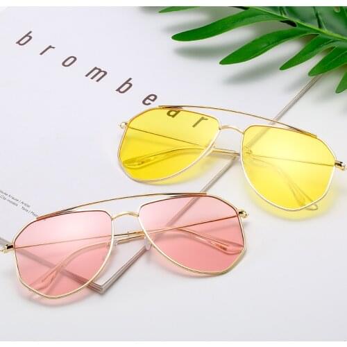 2021 Vintage Brand Design Pilot Sun Glasses for Men Women Metal Frame Driving Sunglasses UV400 Pink Mirror Gradient EyeGlasses