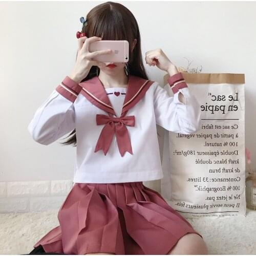 Japanese School Uniform For Girls Sailor Tops+Tie+Skirt Navy Style Students Clothes For Girl Plus size Lala Cheerleader clothing