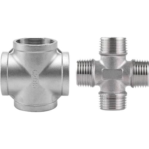 304 Stainless Steel 1/4" 3/8" 1/2" 3/4" 1" 1-1/4" 1-1/2" 2" Female Male BSP Thread Pipe Fitting 4 Way Equal Cross pipe fittings
