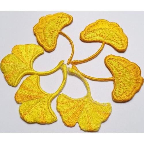 6pcs/set maple leaf patches for clothing 3D golden leaves embroidered Patches DIY iron on parches Embroidery leaves appliques