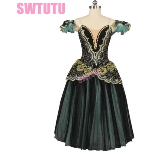 Green adult performance ballet tutu romantic ballet dress professional ballet stage long skirt costume BT9168