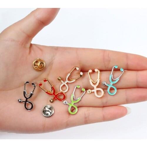 Nurse Pins Medical brooches for women Fashion Colorful Metal Stethoscope Enamel Jewelry Men Jackets Badges Accessories hijab Pin