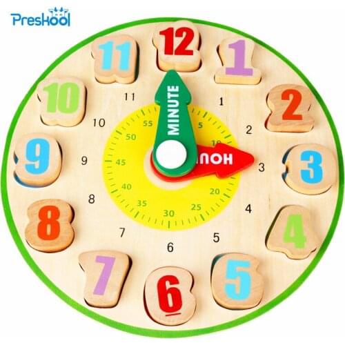 Montessori Kids Toy Puzzle Color The Clock Wooden Sorting Clock Game Preschool Brinquedos Juguets
