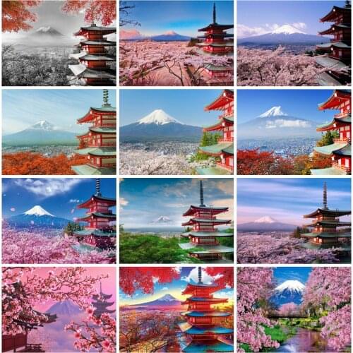 EverShine Diamond Embroidery Mountain Cross Stitch 5D Diamond Painting Full Square Mount Fuji Landscape Rhinestones Art Gift