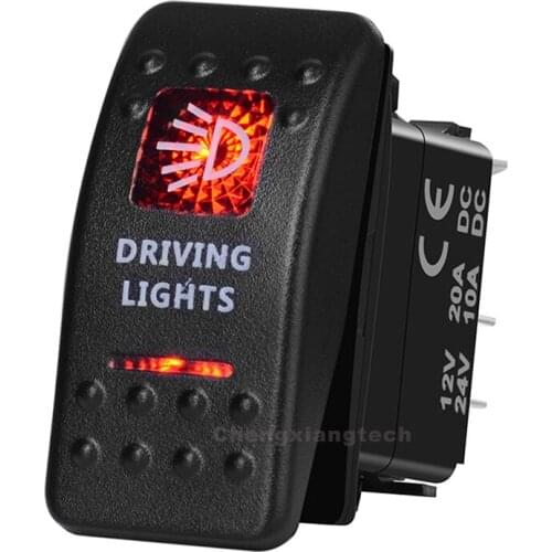 Driving Lights Car Boat SPST Rocker Toggle Switch Red Led 5 Pins On Off 12V 20A 24V 10A for Carling ARB Narva 4x4 Style