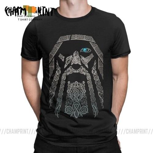 Mens T Shirt Vikings Odin Funny Short Sleeve Valhalla Son Of Odin Tees Tops Crew Neck Clothes Cotton 4XL 5XL T-Shirts Plus Size