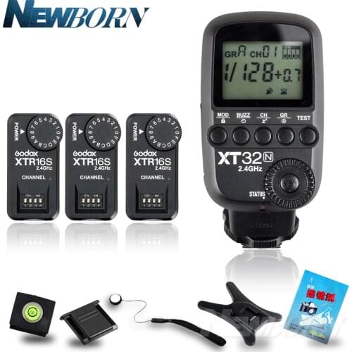 Godox XT32N 2.4G Wireless 1/8000s HSS Flash Trigger +3x XTR-16S for Nikon /GODOX V850/V860/V850II/V860C V860N V860 II Flash