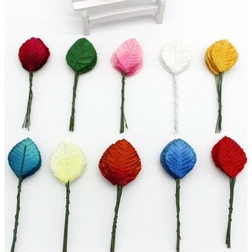 200pcs Mini Artificial Velvet Leaves Fake Leaf Flowers For DIY Corsage Hair Garland Accessories Scrapbooking Wedding Decoration