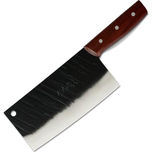 Chinese Chopping Butcher Knife Handmade Carbon Steel Camping Serbian Chef Knife Handmade Full Tang Sliced Chef Nakiri Cutter