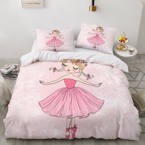 Childrens Bed linen set for home Bedding Set duvet cover 150*200 200*220 size 2 sp Bed sheet 4pcs Kids Baby Cartoon pink girl